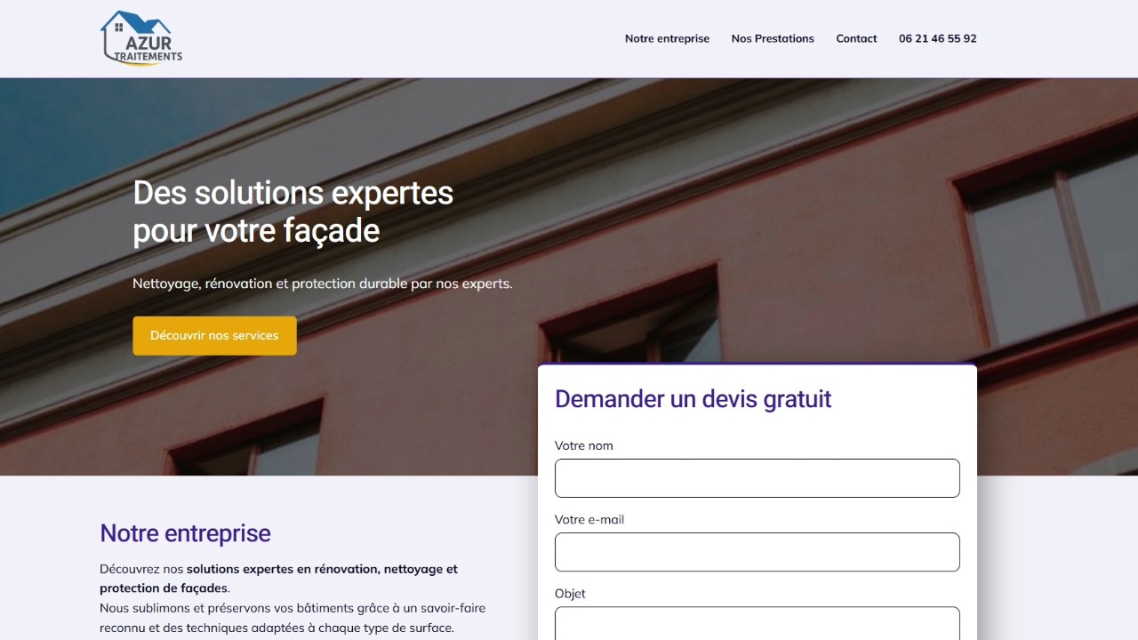 Étude de cas : Comment un site internet expert en façade et toiture est devenu une machine à devis qualifiés (Azur Traitements)